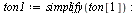 `:=`(ton1, simplify(ton[1])); -1