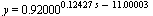 y = `^`(.92000, `+`(`*`(.12427, `*`(s)), `-`(11.00003)))