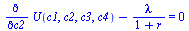 `+`(diff(U(c1, c2, c3, c4), c2), `-`(`/`(`*`(lambda), `*`(`+`(1, r))))) = 0