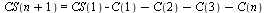 CS(`+`(n, 1)) = `+`(CS(1), `-`(C(1)), `-`(C(2)), `-`(C(3)), `-`(C(n)))