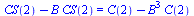 `+`(CS(2), `-`(`*`(B, `*`(CS(2))))) = `+`(C(2), `-`(`*`(`^`(B, 3), `*`(C(2)))))