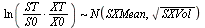 `*`(ln(`/`(`*`(ST, `*`(XT)), `*`(S0, `*`(X0)))), `*`(`~`, `*`(N(SXMean, sqrt(SXVol)))))