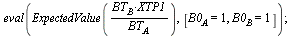 `:=`(soln, solve(`+`(r[B], `-`(r[A]), delta, `*`(eta, `*`(alpha))) = 0, alpha)); 1; `:=`(XTP1, `*`(X0, `*`(exp(`+`(`*`(`+`(delta, `-`(`*`(`/`(1, 2), `*`(`^`(eta, 2))))), `*`(t)), `*`(eta, `*`(sqrt(t),...