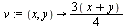 `:=`(v, proc (x, y) options operator, arrow; `+`(`*`(`/`(3, 4), `*`(x)), `*`(`/`(3, 4), `*`(y))) end proc)