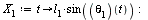 `:=`(X[1], proc (t) options operator, arrow; `*`(l[1], `*`(sin(theta[1](t)))) end proc); -1