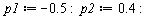 `:=`(p1, -.5); -1; `:=`(p2, .4); -1