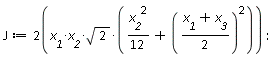 J := 2*x__1*x__2*sqrt(2)*((1/12)*x__2^2+((x__1+x__3)*(1/2))^2):